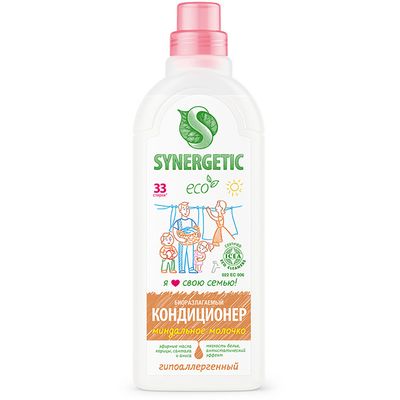 Кондиционер для белья SYNERGETIC 1000мл кондиционер-ополаскиватель Миндальное молочко *8