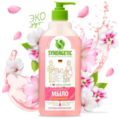 Мыло жидкое SYNERGETIC 500мл биоразлогаемое для мытья рук и тела Аромамагия*14