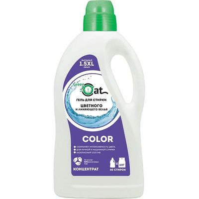 Гель для стирки Green Cat 1500мл для цветного и линяющего белья