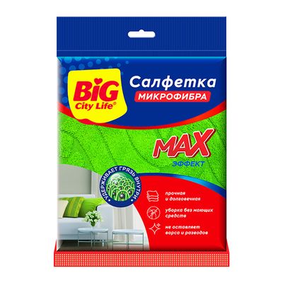 Салфетки хозяйственные BIG City 1шт из микрофибры MAX-эффект (30 шт/ящ) ЮНИТ