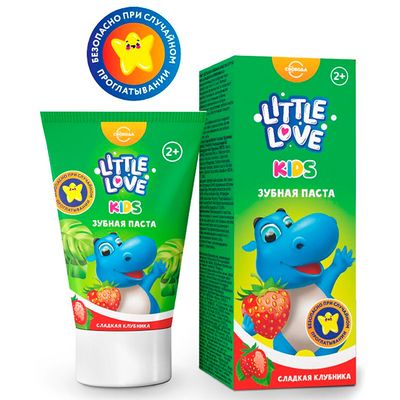 Зубная паста Little Love 62г Детская сладкая клубника 2+