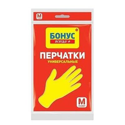 Перчатки хозяйственные BONUS 1шт латексные универсальные M (30шт/ящ)