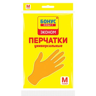 Перчатки хозяйственные BONUS латекcные Эконом M (30шт/ящ)