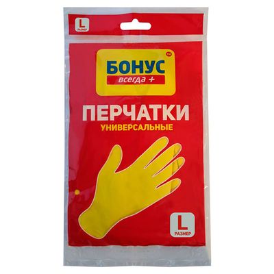 Перчатки хозяйственные BONUS 1шт латексные универсальные L (30шт/ящ)