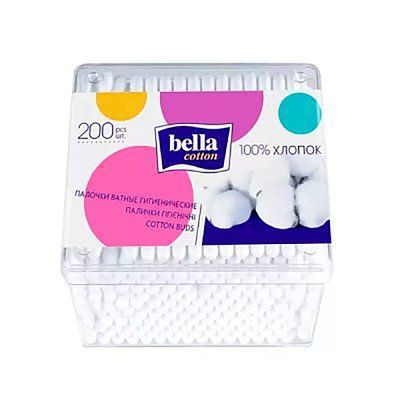 Ватные палочки BELLA Cotton 350шт в пластиковой квадратной упаковке