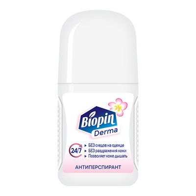 Дезодорант для тела Biopin Derma 50мл Антиперспирант Нежность лепестков рол