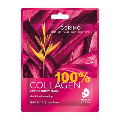 Corimo 22г Тканевая маска для лица Лифтинг 100% COLLAGEN ВИТАМИН на термальной воде