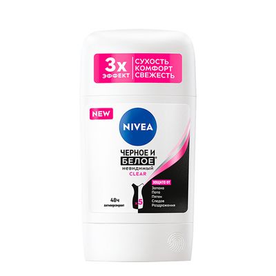 Дезодорант для тела NIVEA 50мл стик Черное и Белое Невидимый Clear