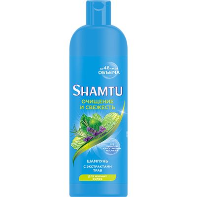 Шампунь для волос SHAMTU 500мл Глубокое очищение и свежесть с экстрактами трав