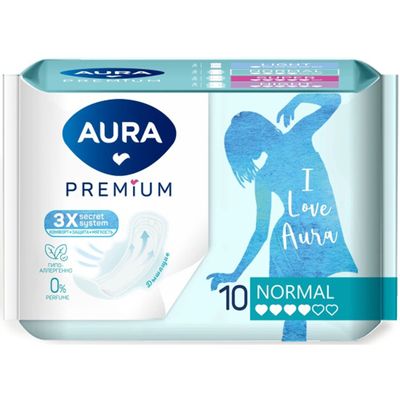Прокладки женские AURA PREMIUM 10шт гигиенические NORMAL*24