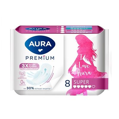 Прокладки женские AURA PREMIUM 8шт гигиенические SUPER*24