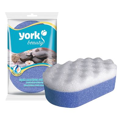 Губка для тела массажная YORK 1шт Oval/Овал *20