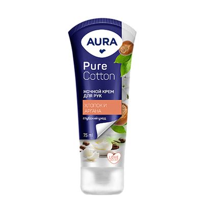 Крем для рук AURA 75мл Pure Cotton Ночной уход туба КК/12