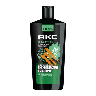 Гель для душа и шампунь AXE/АКС 610мл Сила Джунглей