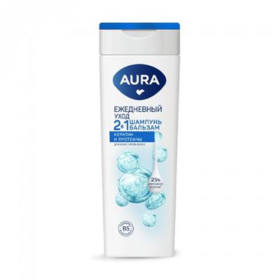 Шампунь для волос AURA 380мл 2в1 Ежедневный уход флакон/флиптоп КК/8