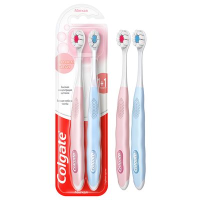 Зубная щетка COLGATE 1+1шт Cushion Clean мягкая