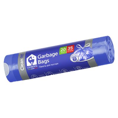Пакеты для мусора LOMBERTA 20шт 20шт Пакет для мусора с затяжкой NEW (шоу-бокс)
