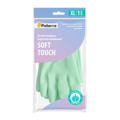 Перчатки хозяйственные PATERRA  резиновые SOFT TOUCH с экстрактом алоэ р-р XL