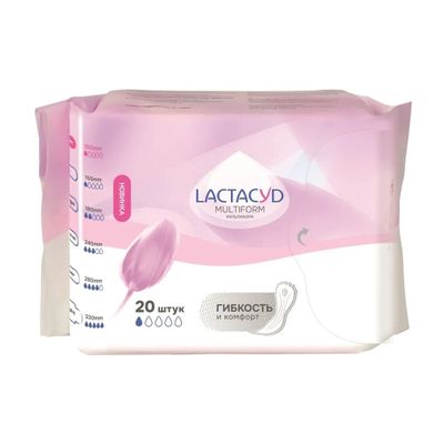Прокладки женские гигиенические LACTACYD 20шт впитывающие для ежедневного использования Мультиформ