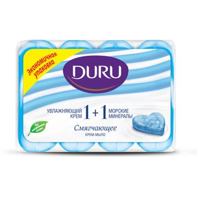 Крем-мыло туалетное DURU 1+1 4*80г Морские минералы (э/пак)
