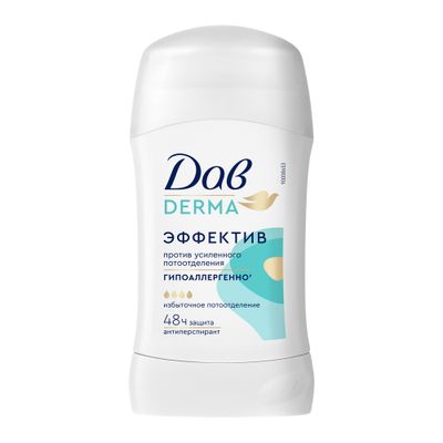 Дезодорант-антиперспирант для тела ДАВ Derma 40мл женский твердый стик Эффектив