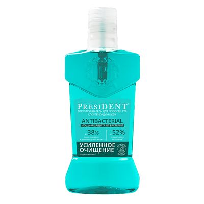 Ополаскиватель для полости рта PRESIDENT 400мл Antibacterial Мощная Защита