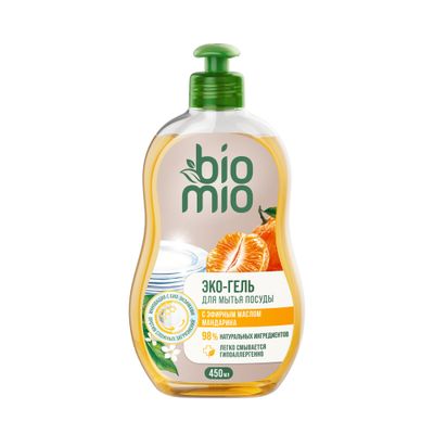 BIO MIO Экологичное средство для мытья взрослой и детской посуды. МАНДАРИН, 450 мл