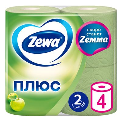 Туалетная бумага ZEWA Плюс 4шт 2сл с ароматом яблока*16