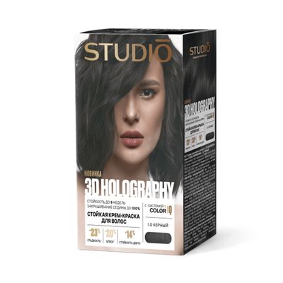 Крем-краска STUDIO professional HOLOGRAPHY 3D 50/50/25/15мл 1.0 Черный