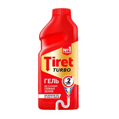 Средство для прочистки труб TIRET TURBO 500мл Гель для удаления засоров в канализационных трубах мощный