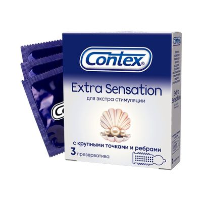 Презервативы Contex Extra Sensation 3шт/уп из натурального латекса
