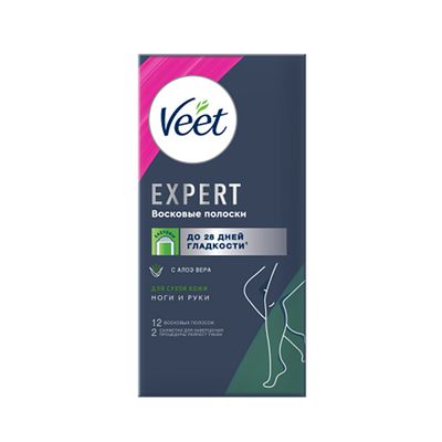 Восковые полоски VEET 12шт Expert для сухой кожи