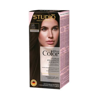 Крем-краска для волос Studio Professional 50/50мл стойкая Ultima Color 3.0 темный каштан
