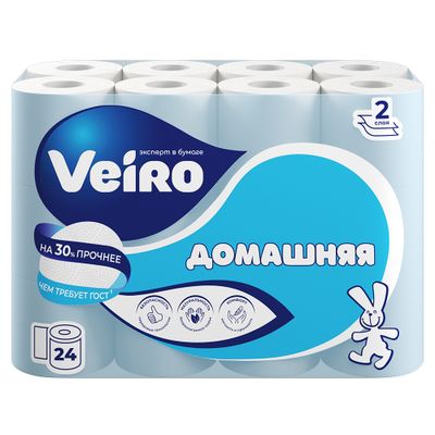 Бумага туалетная VEIRO 24шт 2сл Домашняя