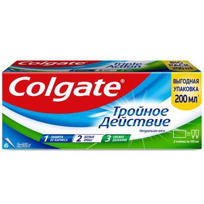 Зубная паста Colgate Тройное Действие Натуральная мята 200мл