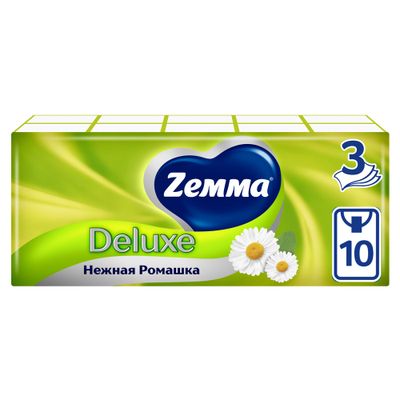 Носовые платки Zemma Deluxe 10шт 3сл Нежная ромашка