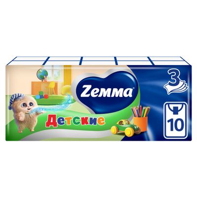 ZEMMA 10шт 3сл Носовые платки Детские (выписка кратно 10 шт!!!)