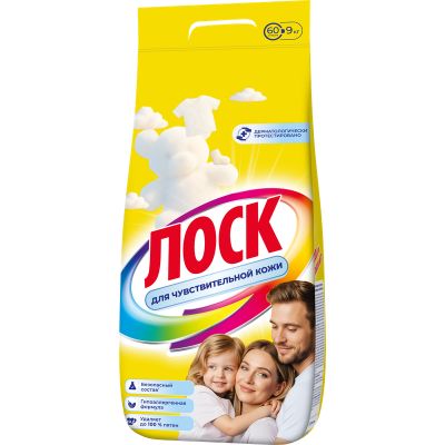 Порошок для стирки ЛОСК 9000г Нежный