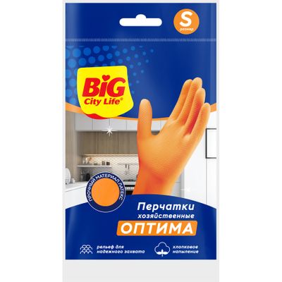 Перчатки&nbsp;хозяйственные&nbsp;BIG&nbsp;City&nbsp;латексные&nbsp;Оптима&nbsp;оранжевые&nbsp;L&nbsp;(30шт/ящ) (ПЭУ)
