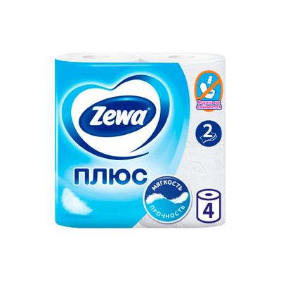 Туалетная бумага ZEWA Плюс 4шт 2сл Белая
