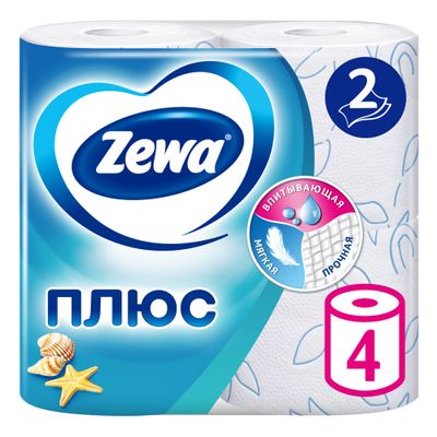 Туалетная бумага ZEWA Плюс 4шт 2сл с ароматом океанической свежести