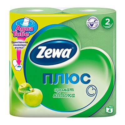 Туалетная бумага ZEWA Плюс 4шт 2сл с ароматом яблока
