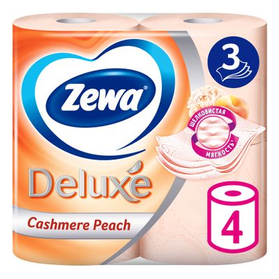 Туалетная бумага ZEWA Delux 4шт 3сл Персик