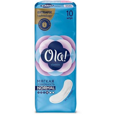 Женские гигиенические прокладки OLA! Classic 10шт Normal мягкая поверхность без крылышек*40