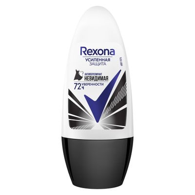 Дезодорант для тела REXONA/РЕКСОНА 50мл женский Невидимый на черном и белом шариковый