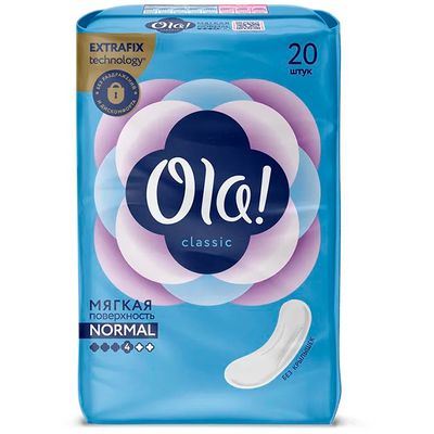 Женские гигиенические прокладки OLA! Classic 20шт Normal мягкая поверхность без крылышек*20