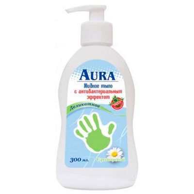 Мыло жидкое AURA Antibacterial 300мл Ромашка Деликатное с антибактериальным эффектом/дозатор