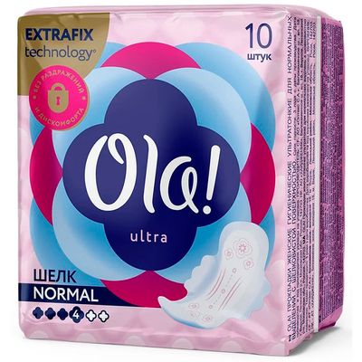 Женские гигиенические прокладки OLA! Ultra Normal 10шт ультратонкие Шелковистая поверхность с крылышками