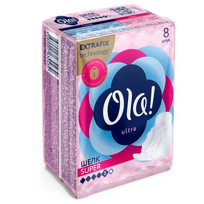 Женские гигиенические прокладки OLA! Ultra Super 8шт ультратонкие Шелковистая поверхность с крылышками