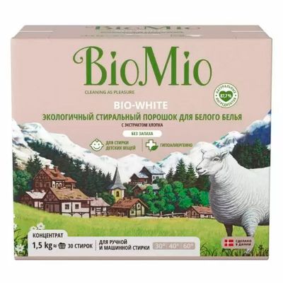 BIO MIO 1500гр Bio-white Хлопок для белого белья без запаха